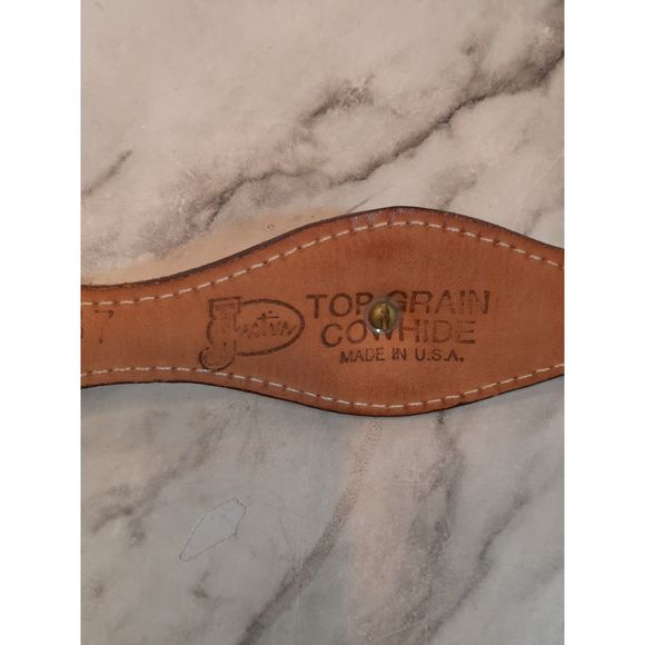 Justin Ladies Vintage Leather Belt Western Gold Toned Conchos Size 32 B - Picture 6 of 6